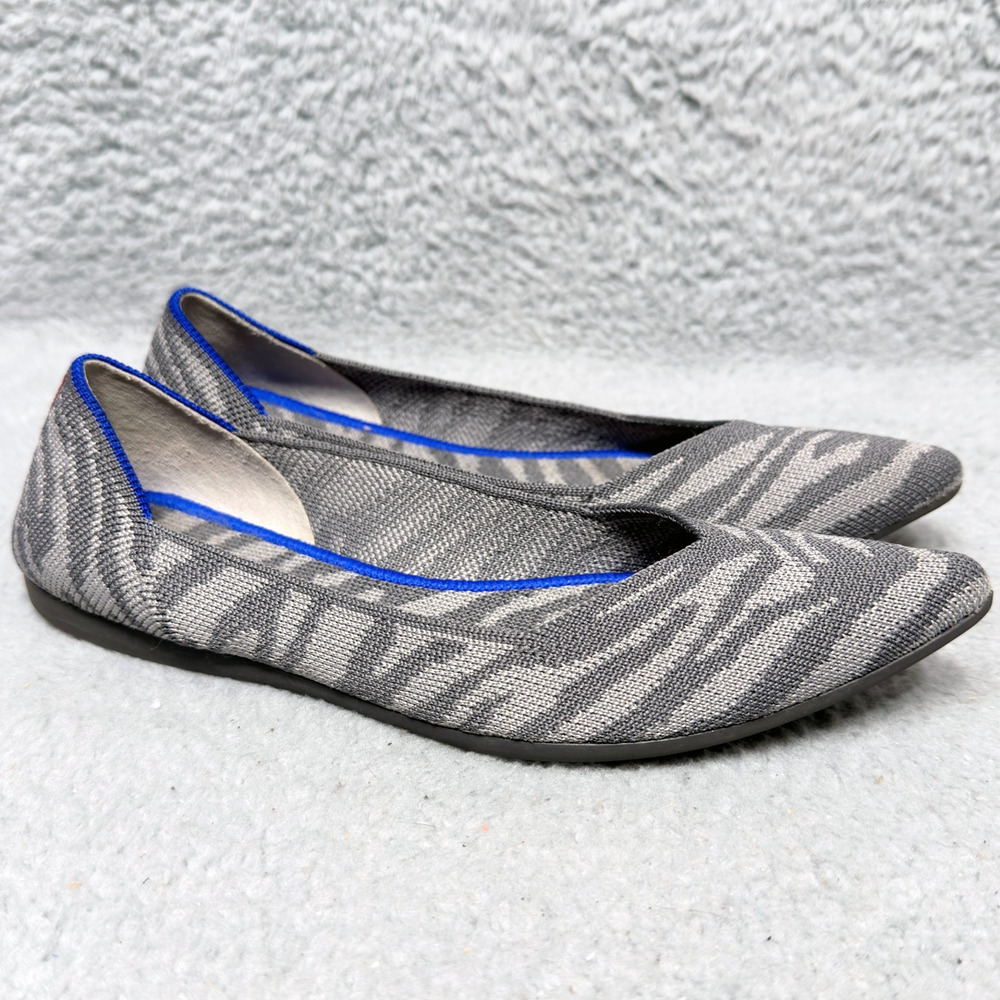 Rothy's The Point Womens Size 6 Slip On Flats Shoes Gray Zebra Knit